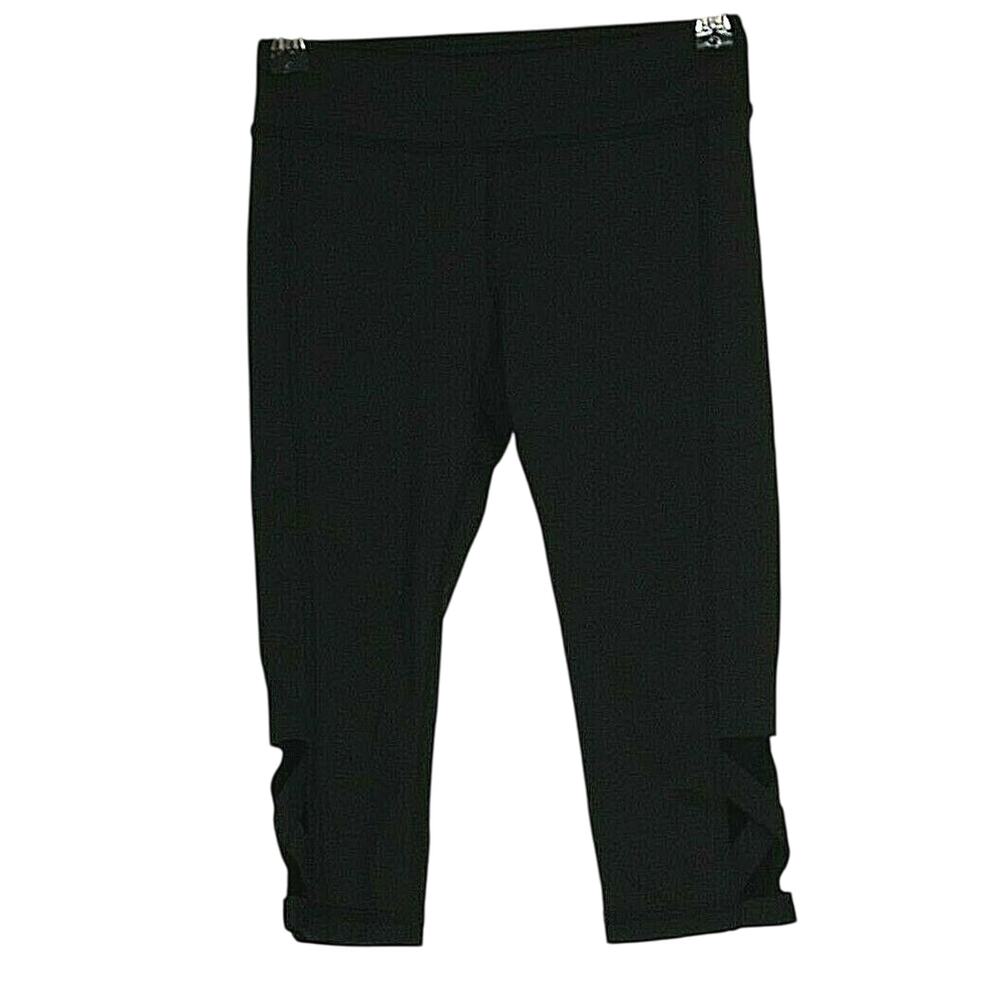 Ideology Girls Black Strappy Criss-Cross Leggings Capri Cropped Youth Size Small